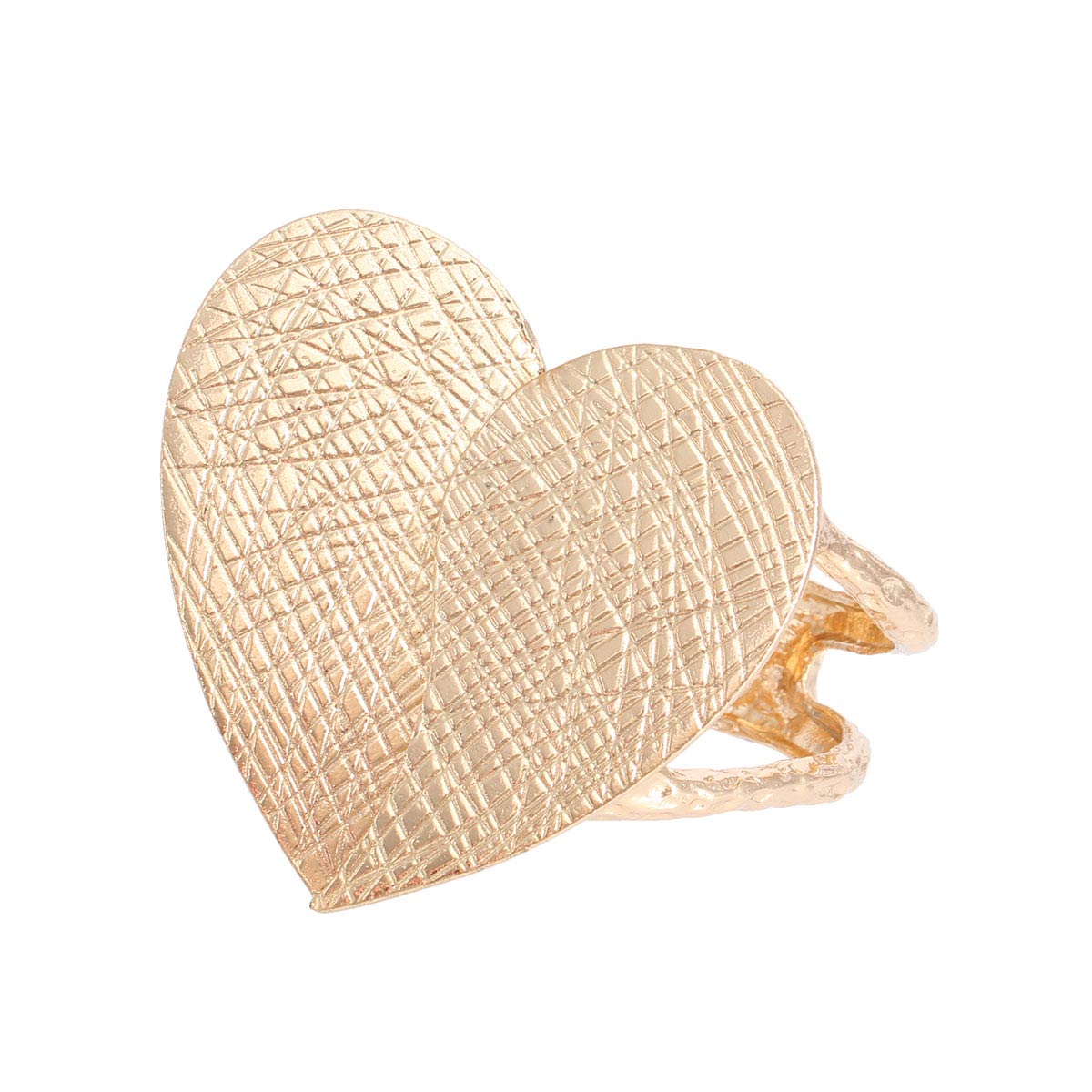 Gold Scratched Heart Chunky Cuff