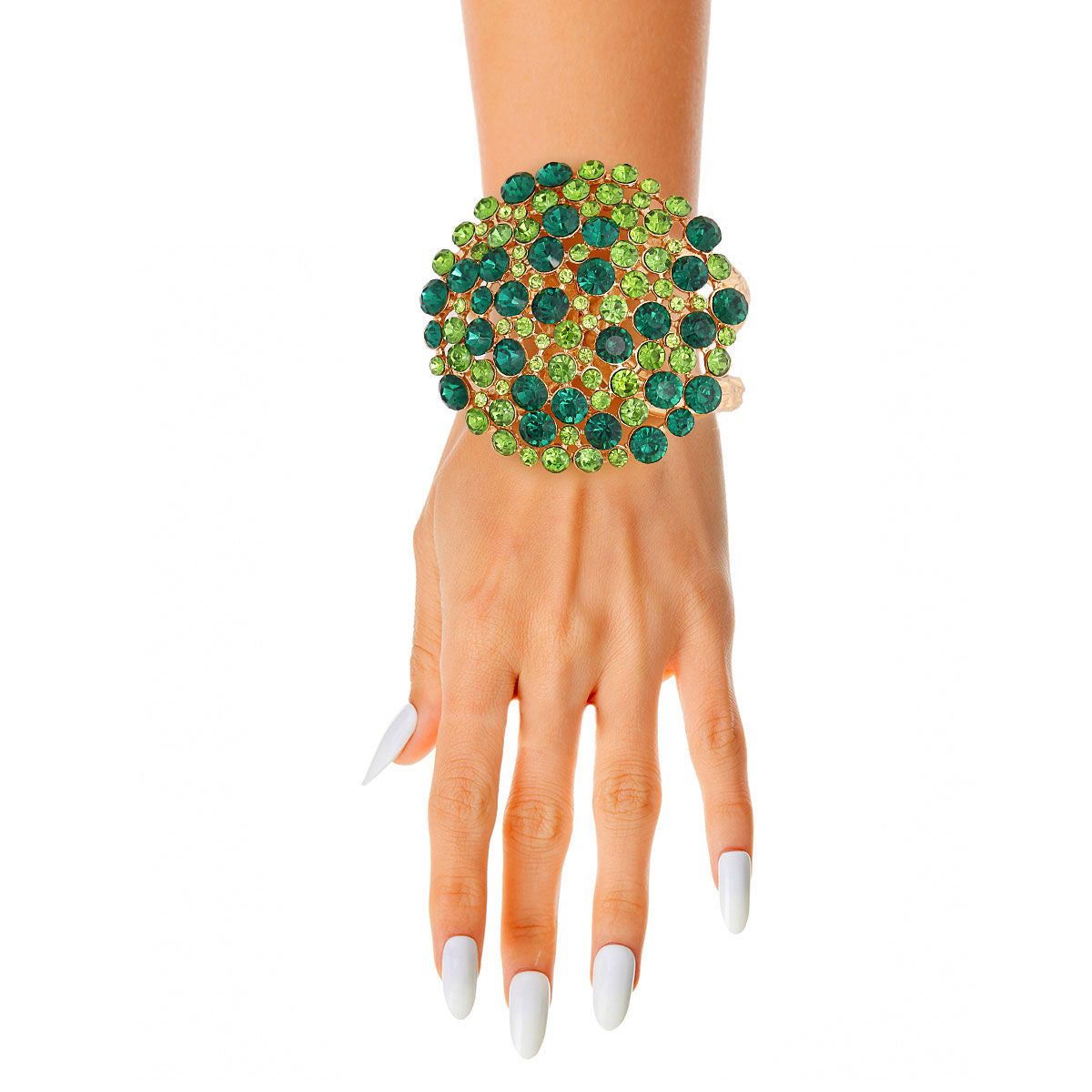 Green Stone Dome Cluster Cuff