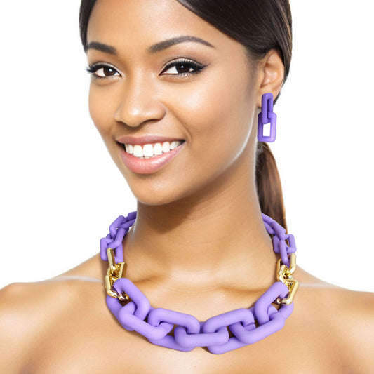 Purple Rubber Rectangle Chain