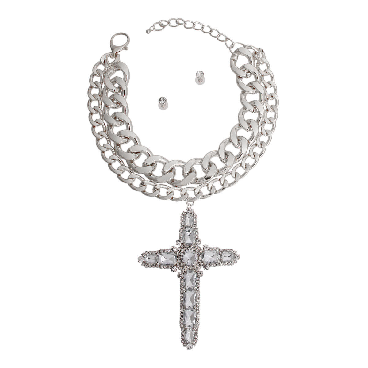 Chunky Silver Jumbo Cross Necklace