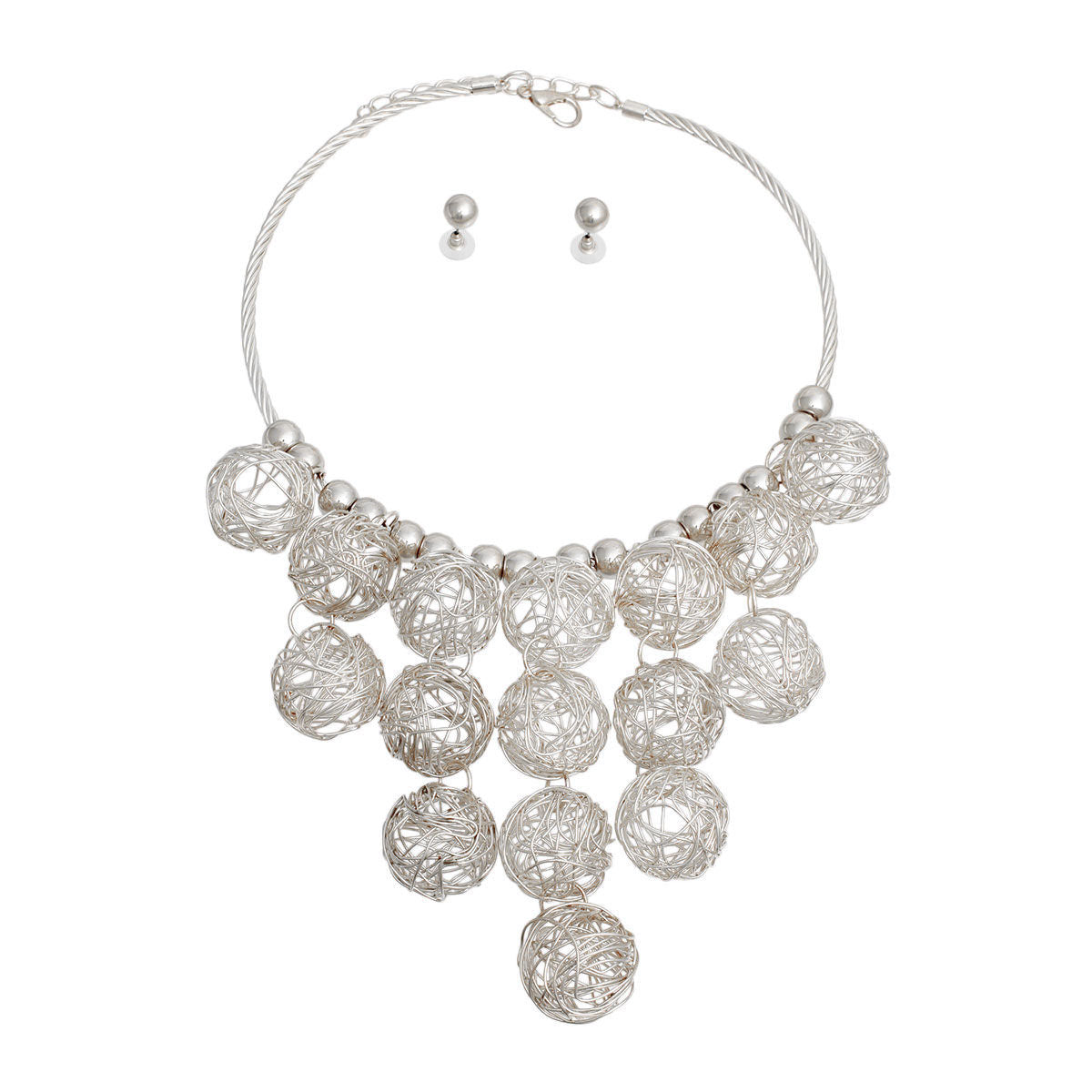 Silver Wire Ball Necklace