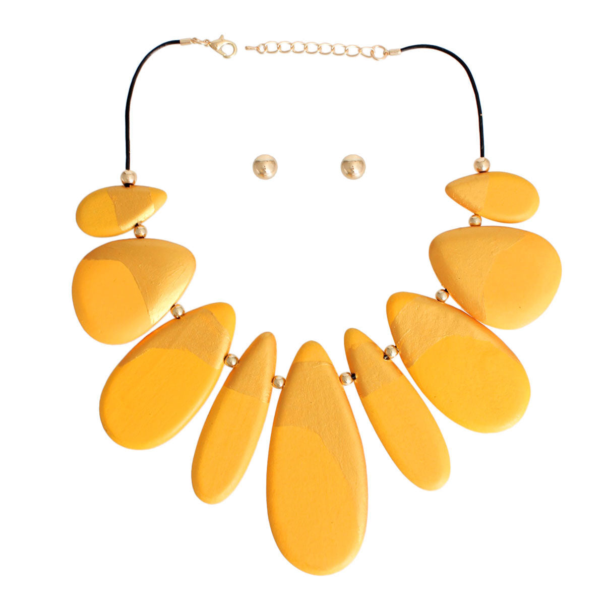 Yellow Wooden Bead Bib Set