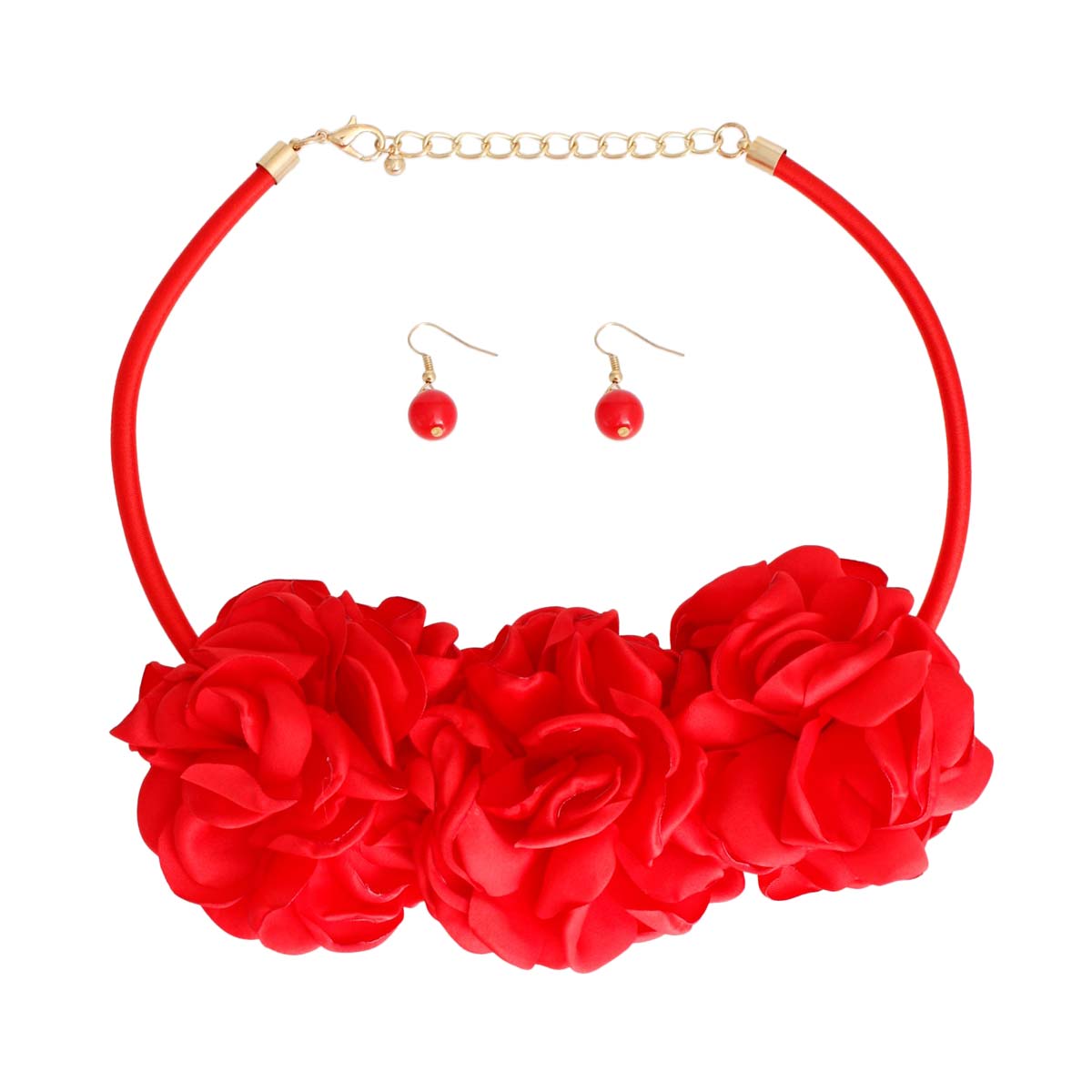 Red Triple Fabric Flower Set