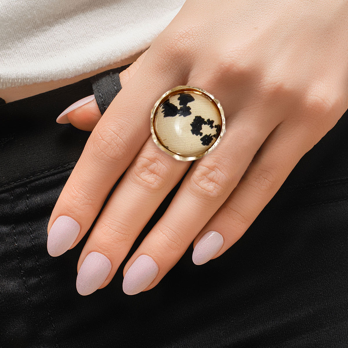 Round Leopard Cocktail Ring