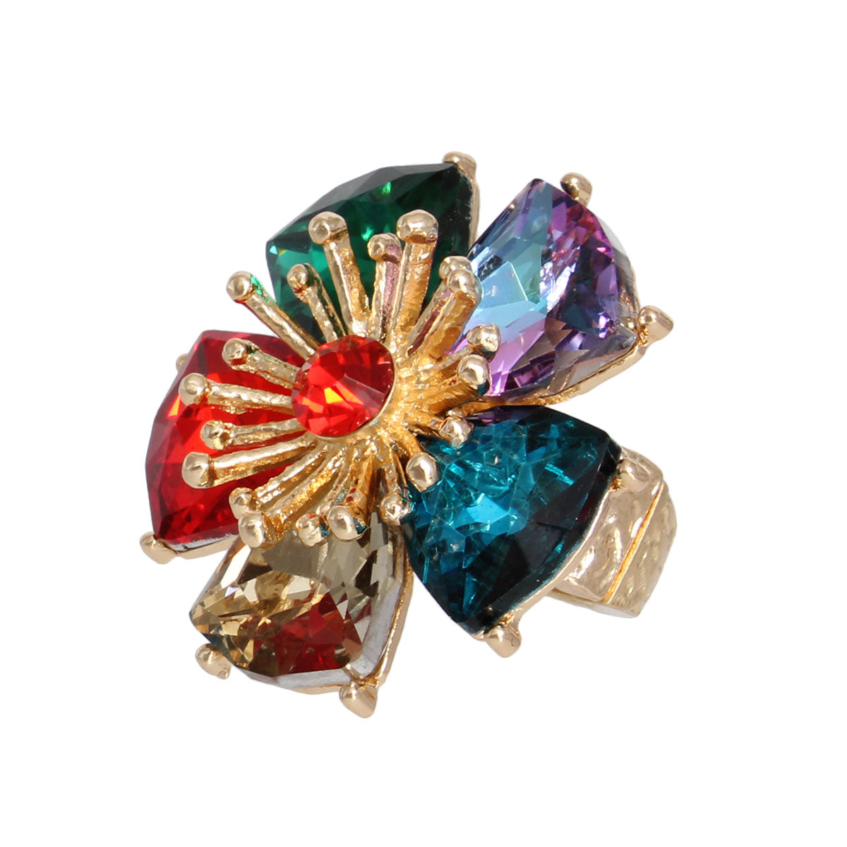 Multi Color Daisy Crystal Ring