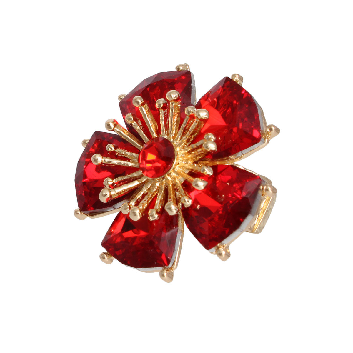 Red Daisy Crystal Ring