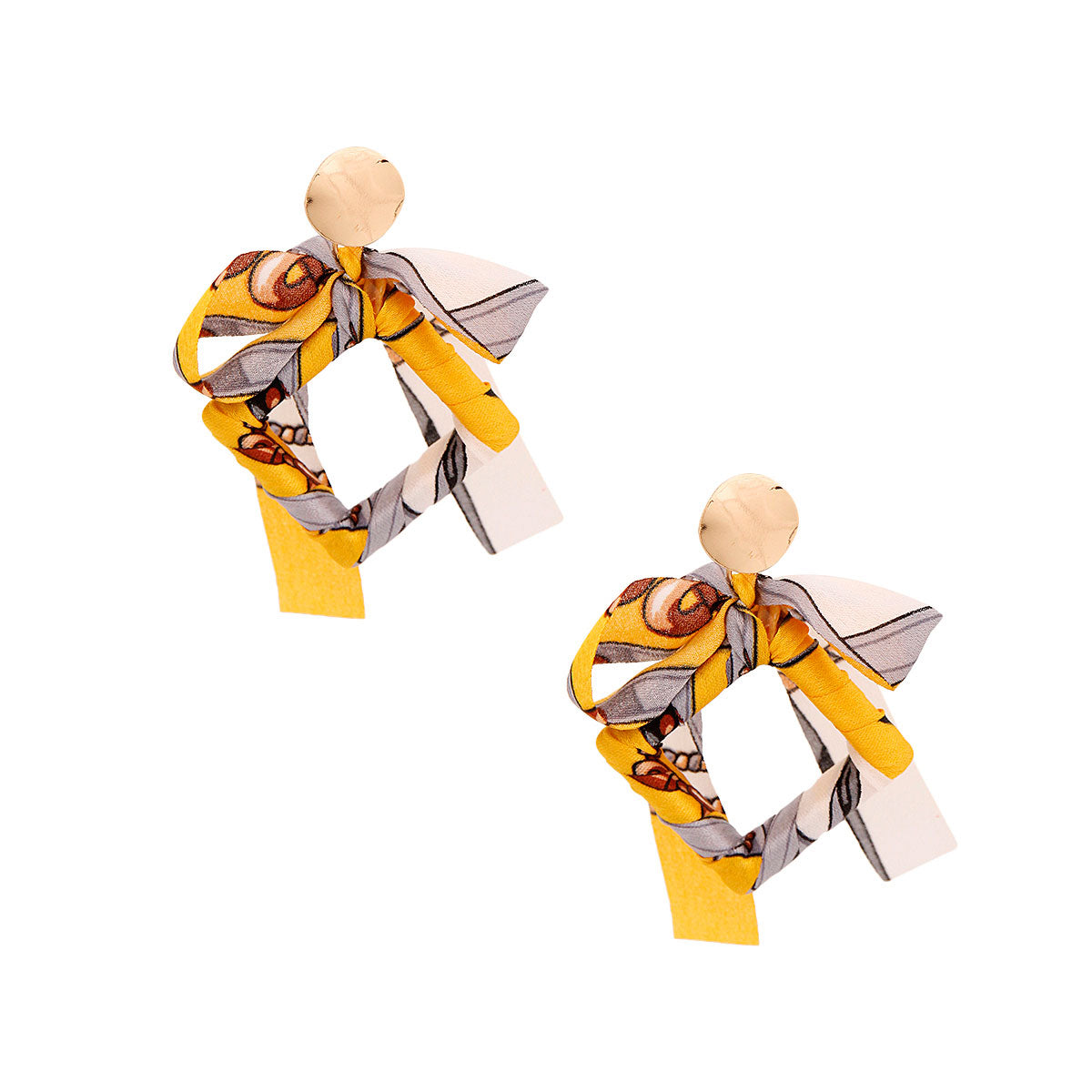 Yellow Scarf Wrapped Earrings