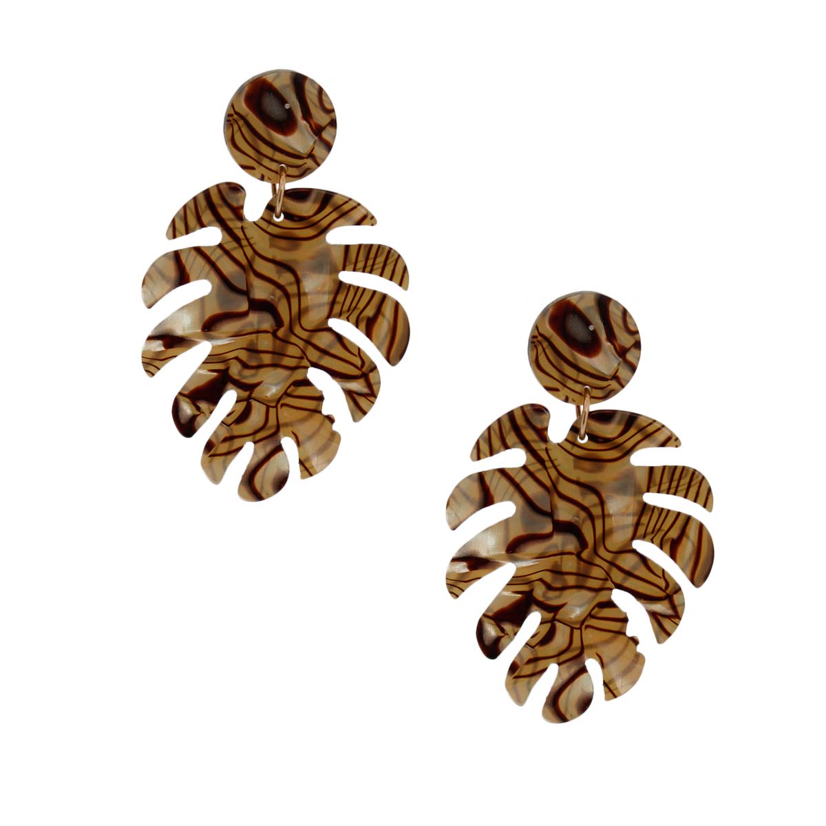 Marbled Gold Palm Leaf Earrings