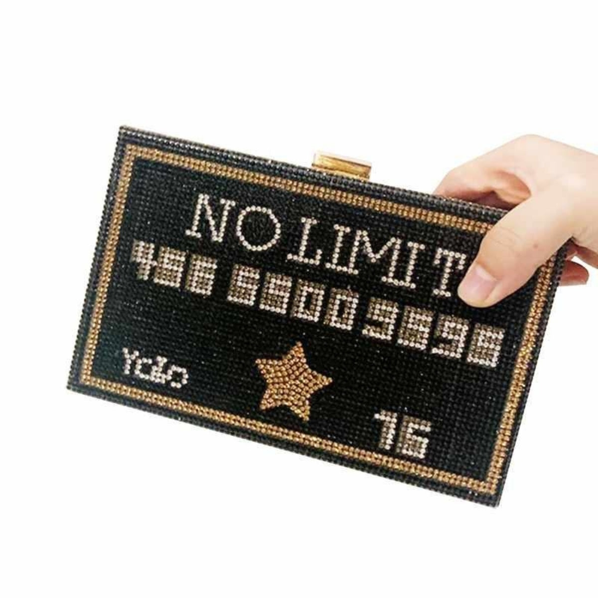 Black No Limit Card Hardcase Clutch