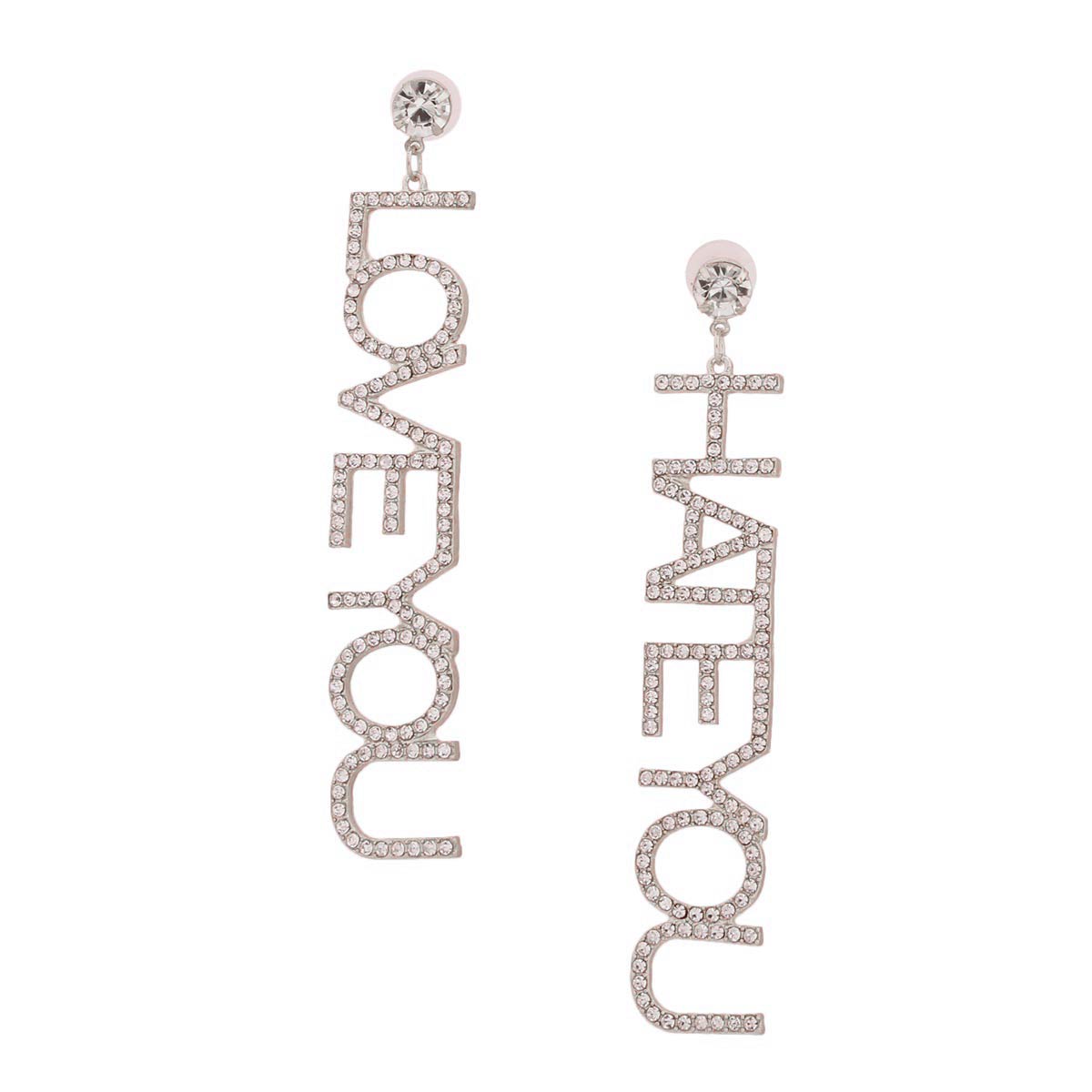 Silver Love You Hate You Earrings