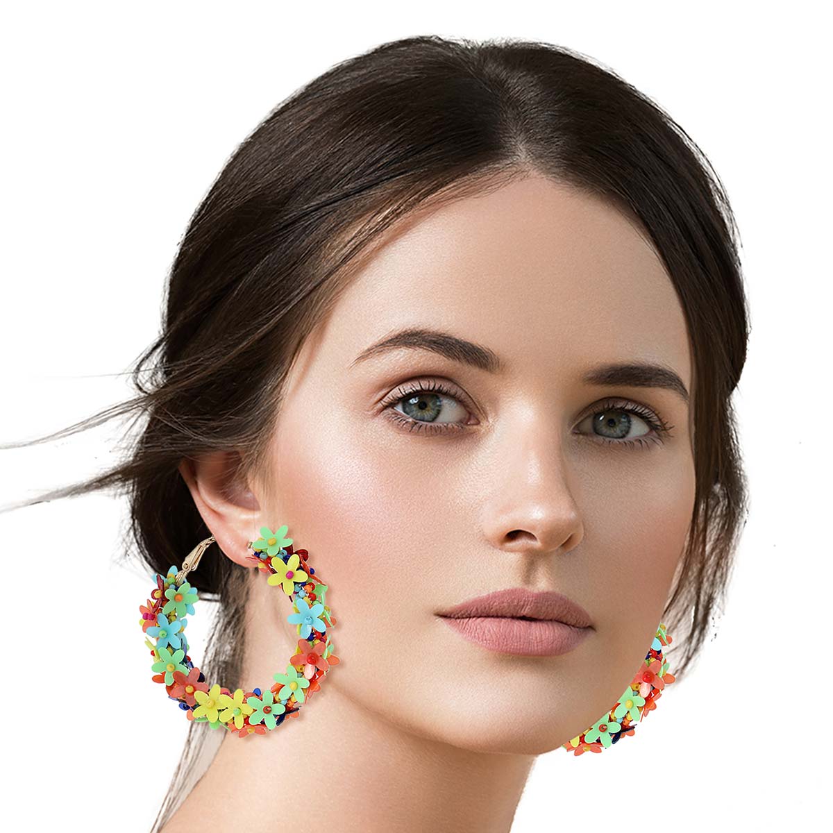 Multi Color Daisy Covered Hoops