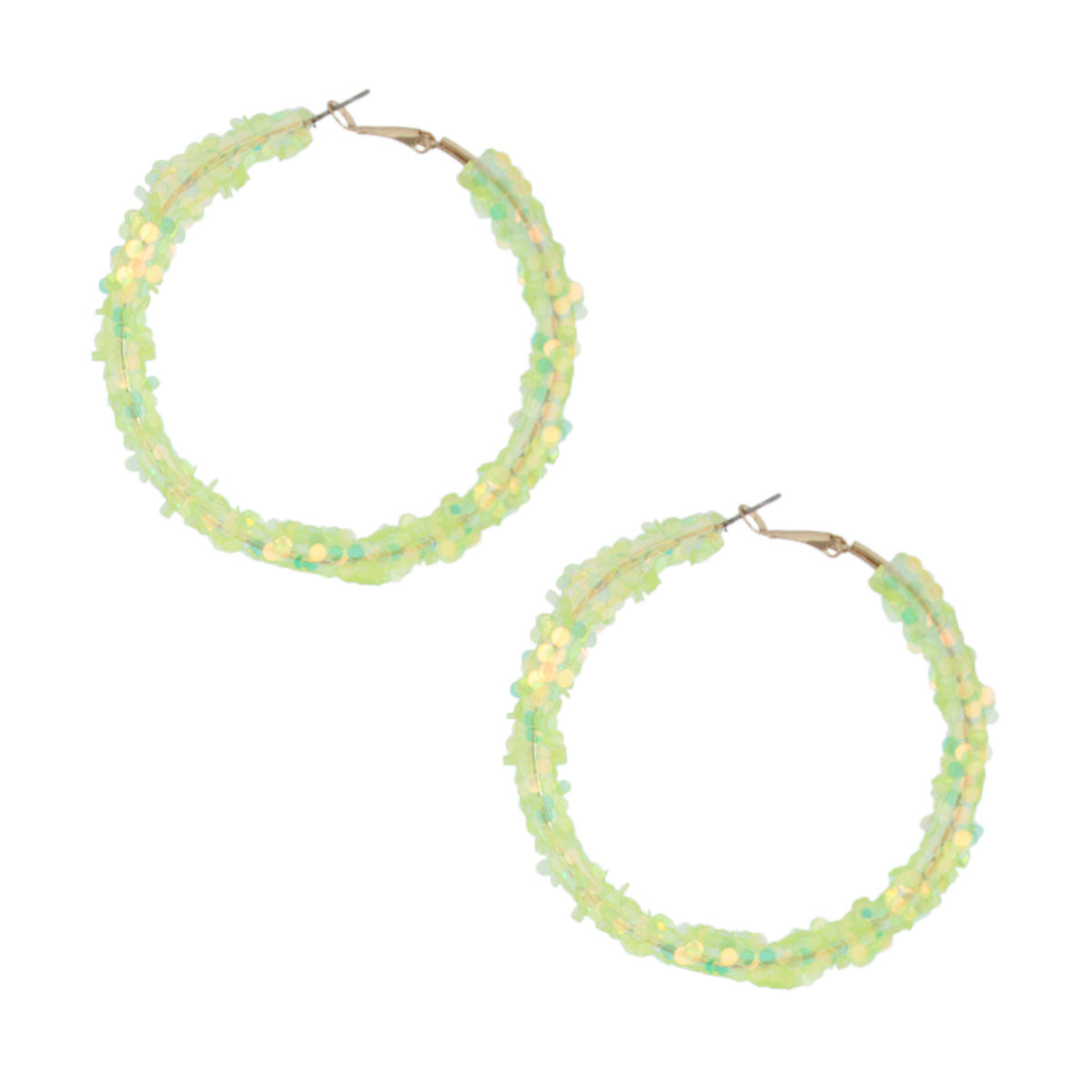Lime Green Sequin Hoops