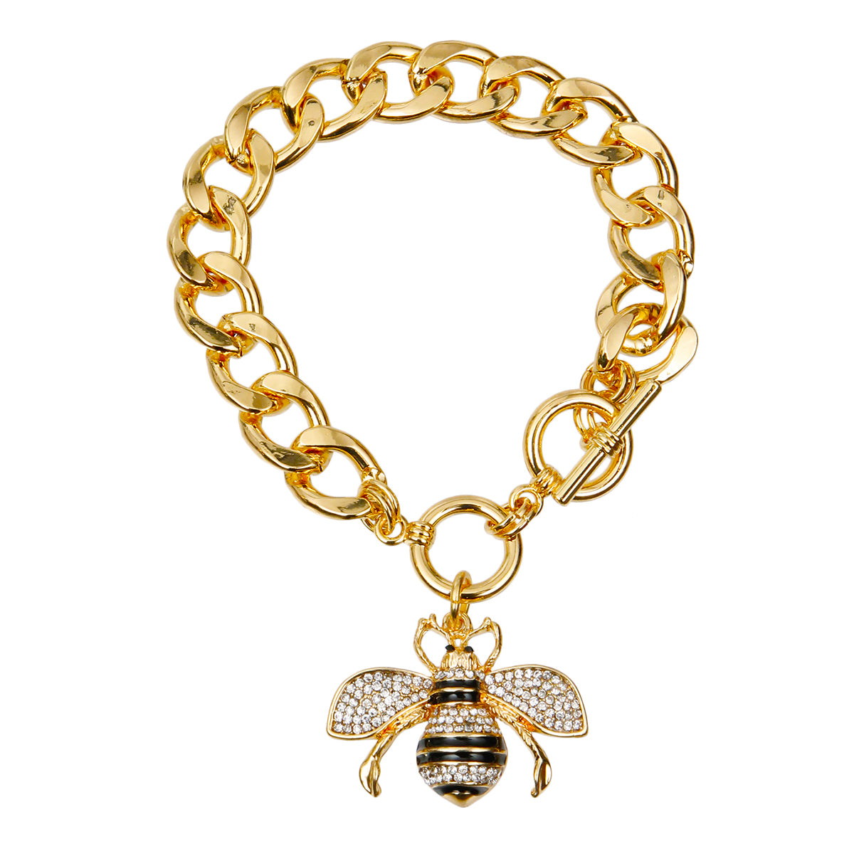 Designer Style Rhinestone Bee Toggle Bracelet