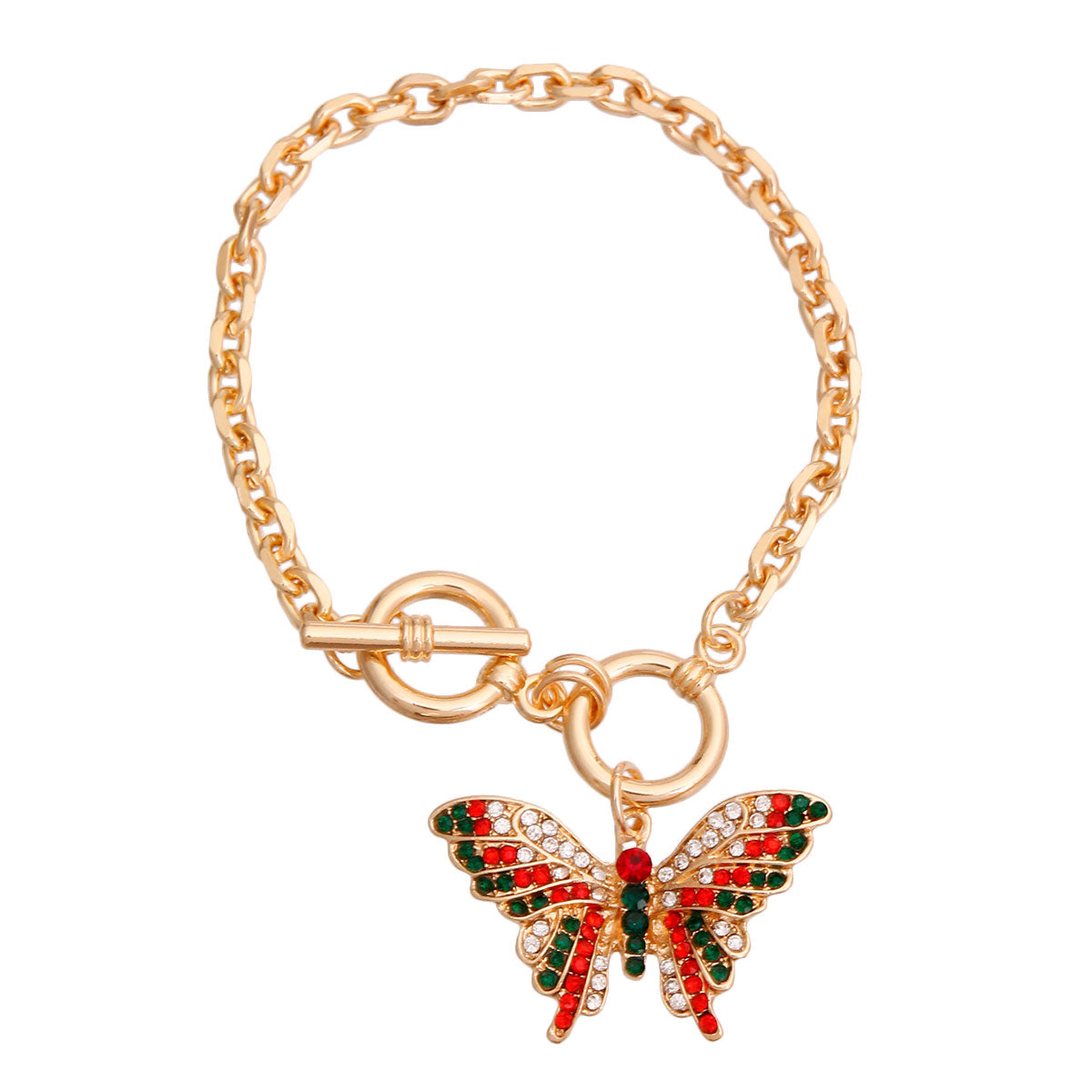 Red and Green Flutter Butterfly Bracelet