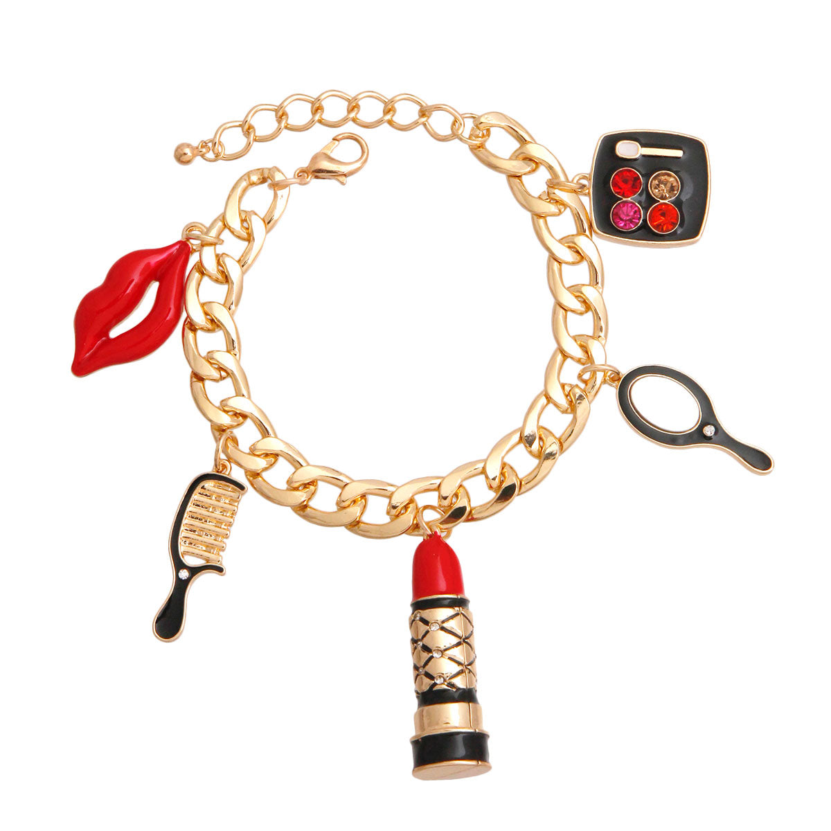 Gold Black Luxury Makeup Charm Bracelet