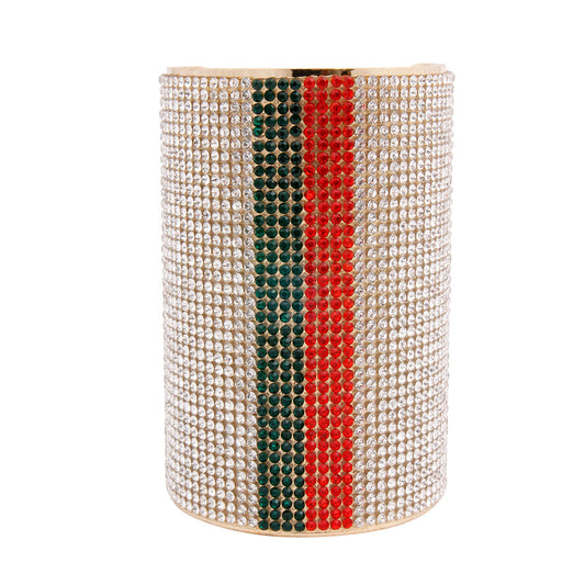 Trendy Striped Rhinestone Cuff Bracelet