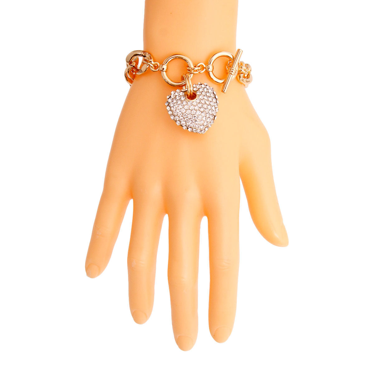 Clear Gold Heart Toggle Bracelet