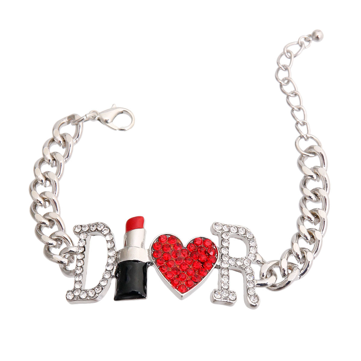 Dior Inspired Lipstick Silver Bracelet
