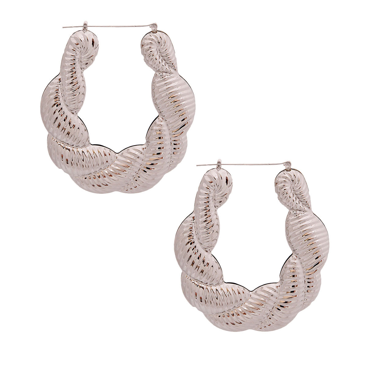 Large Silver Twisted Rope Hoops