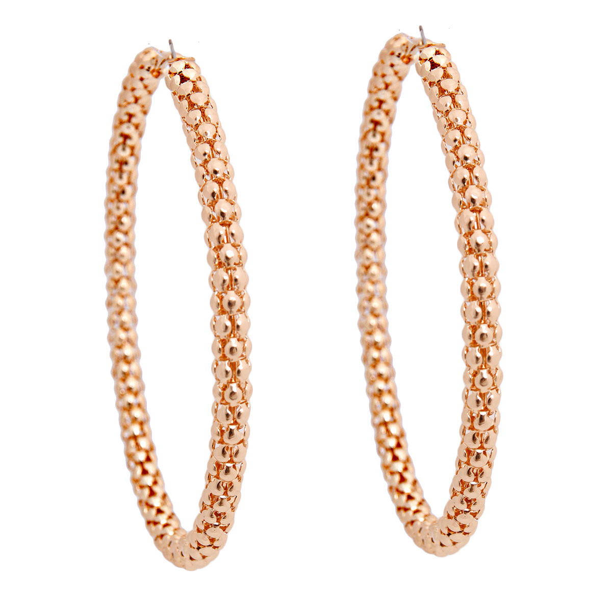Gold Mesh Hollow Chain Hoops