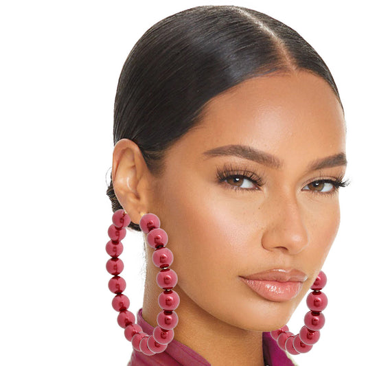 Burgundy Pearl Hoops