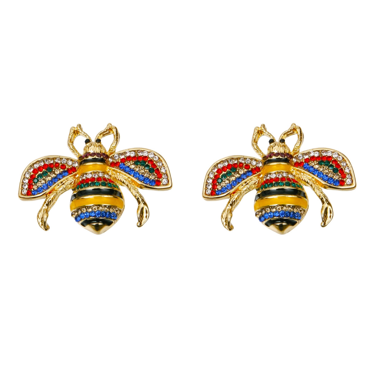 Designer Style Stripe Bee Stud Earrings