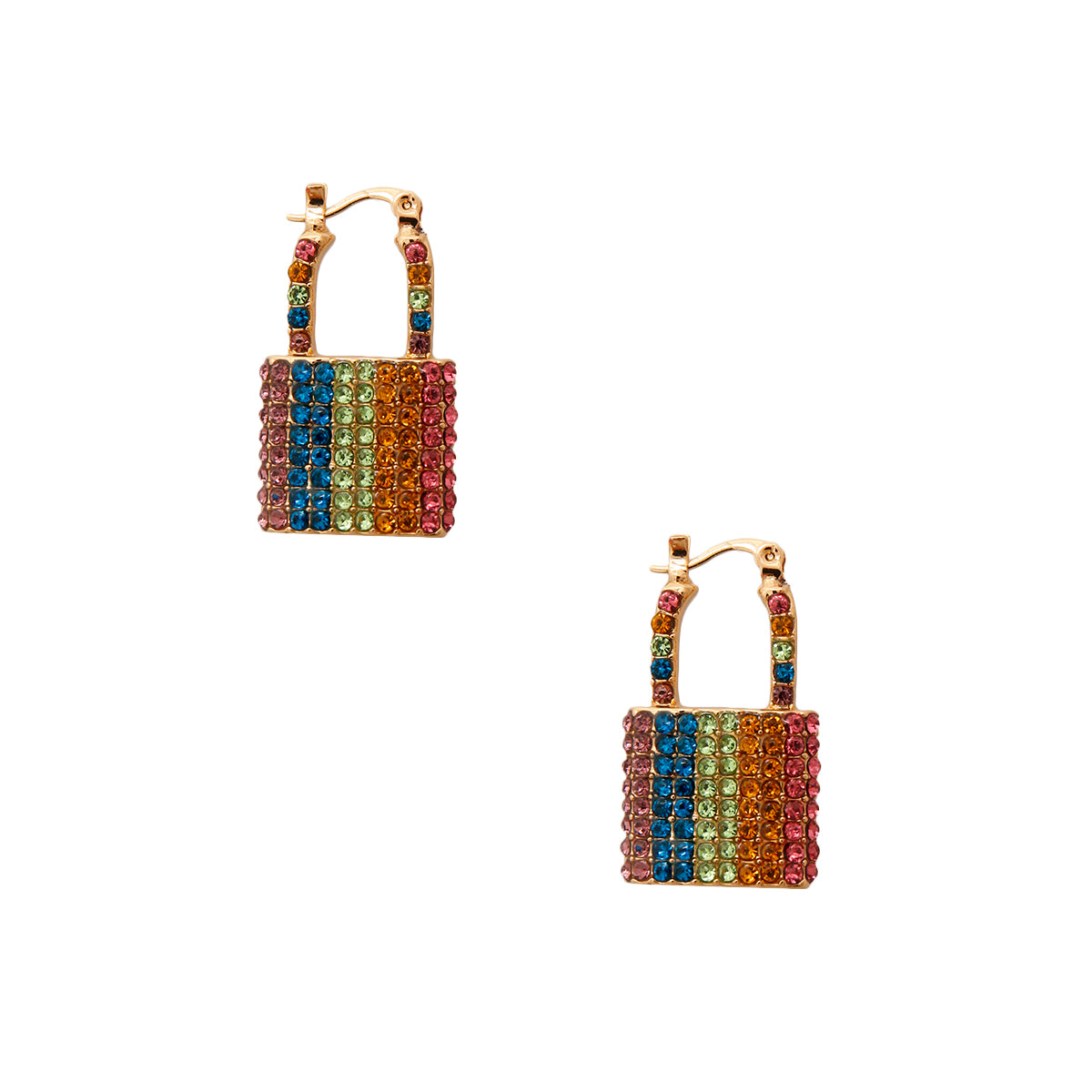 Multi Color Rhinestone Lock Hoops