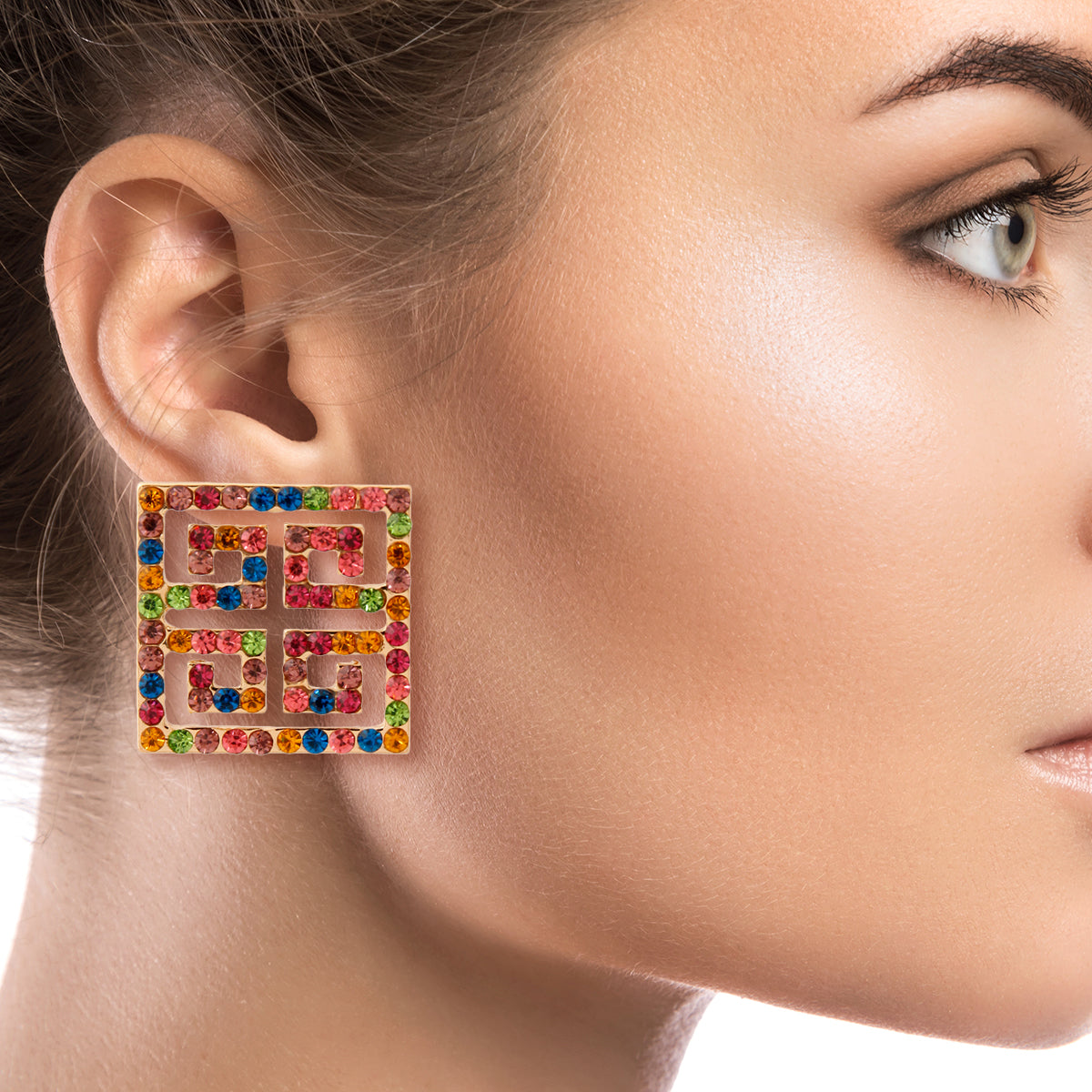 Multi Color Designer Rhinestone Earrings
