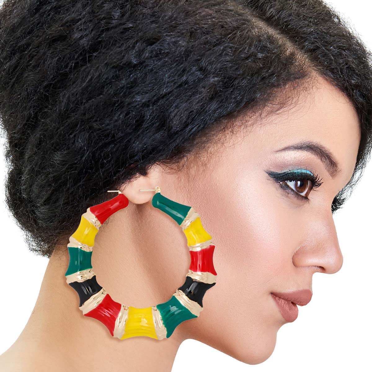 African Flag Color Bamboo Hoops