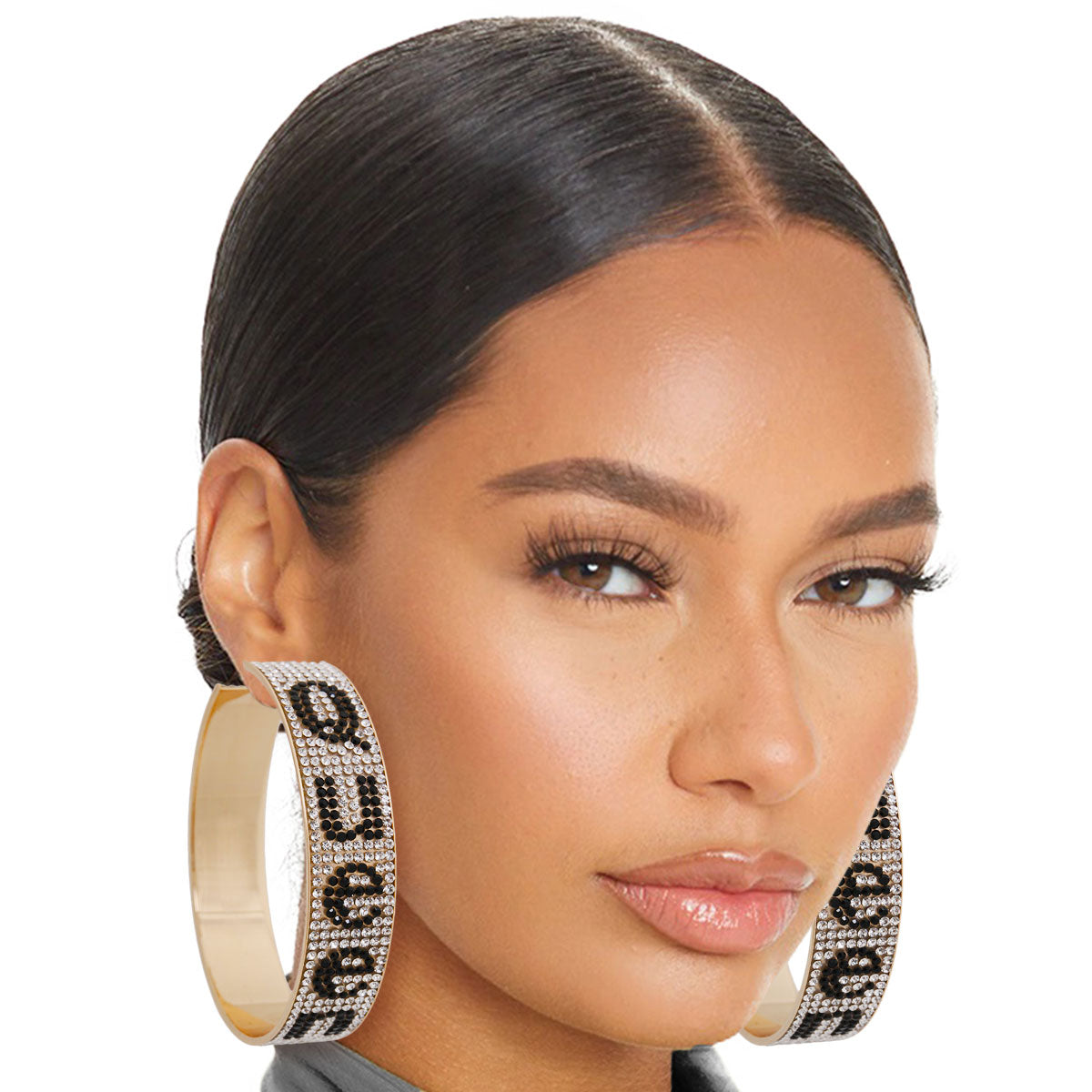 Black QUEEN Wide Metal Hoops