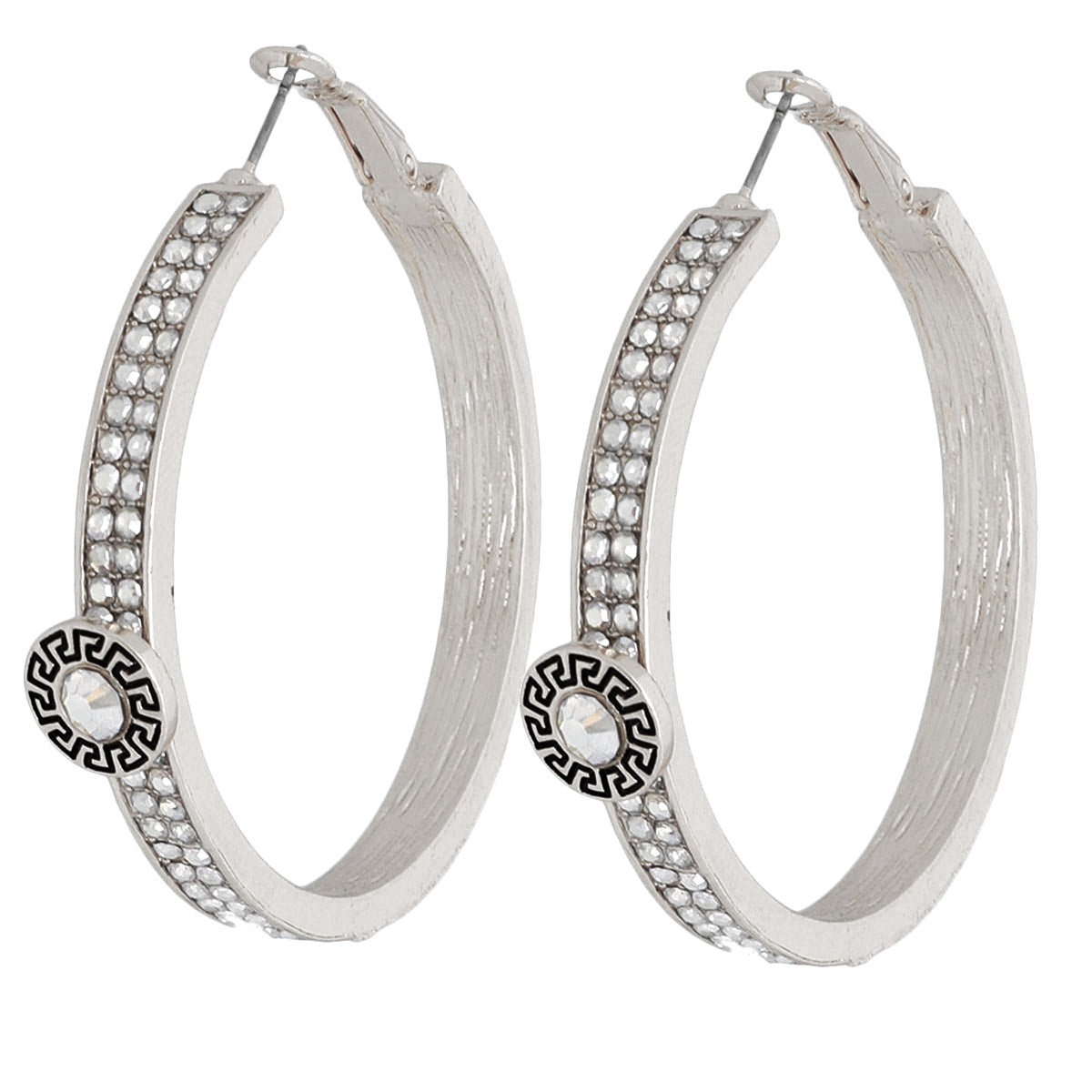 Designer Accent Silver Hoops
