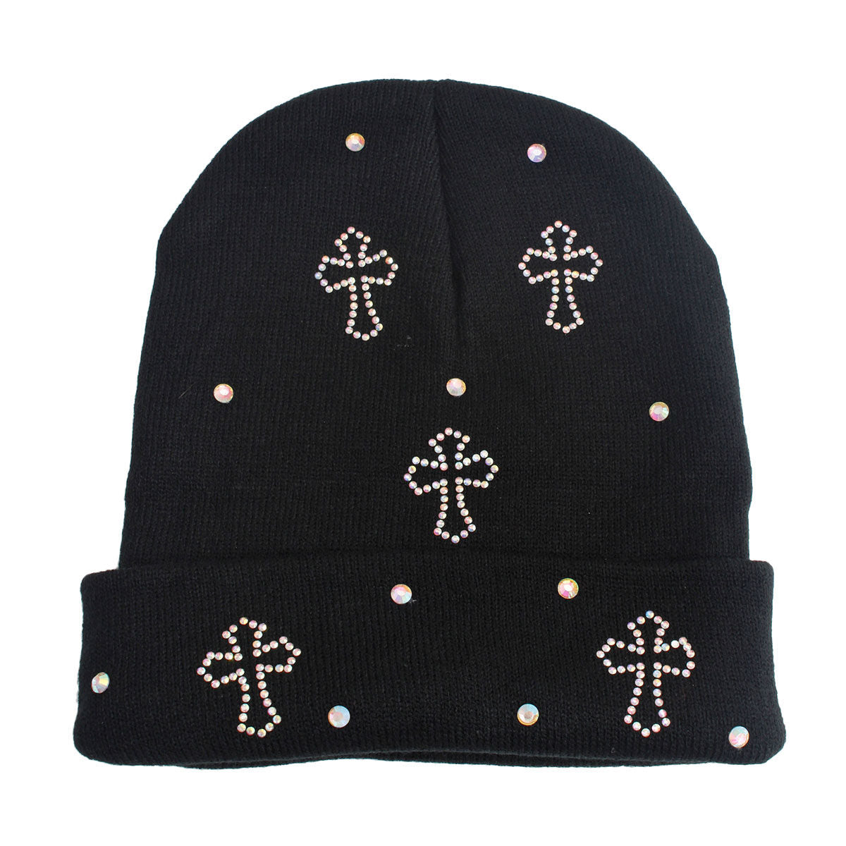 Black Bling Cross Beanie