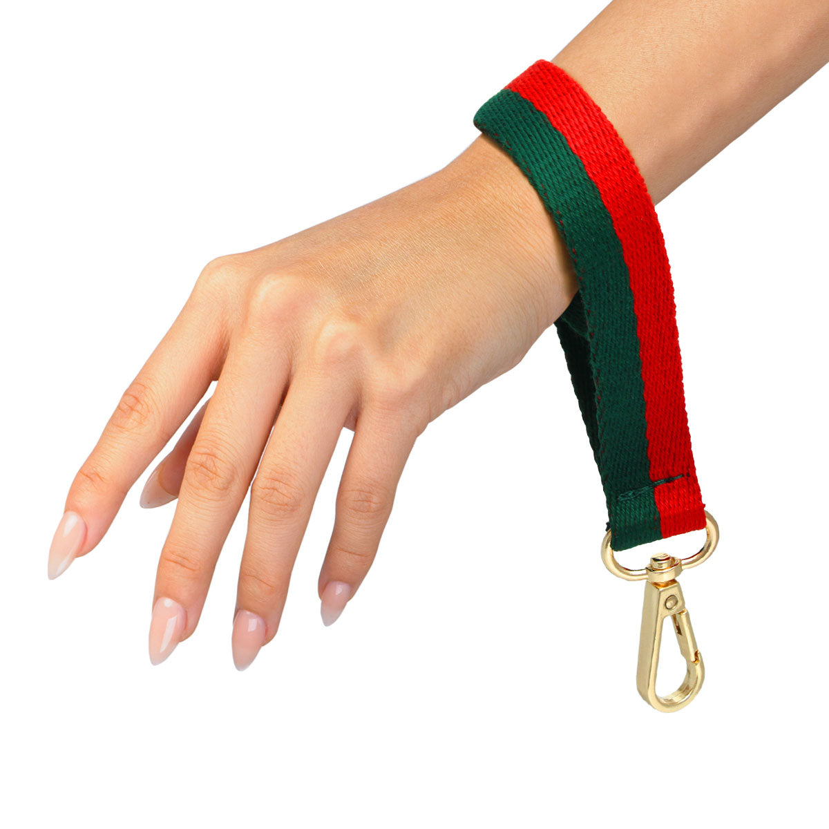 Red and Green Canvas Wristlet Keychain