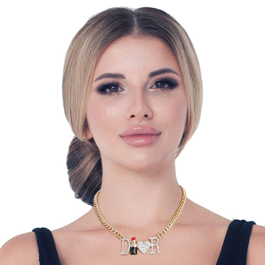 Designer Inspired Lipstick Necklace