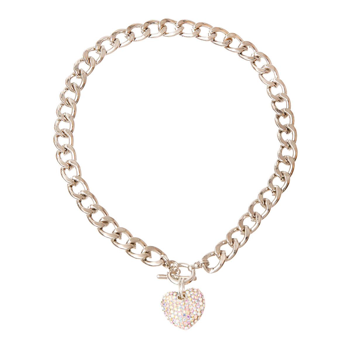 Aurora Borealis and Silver Heart Necklace