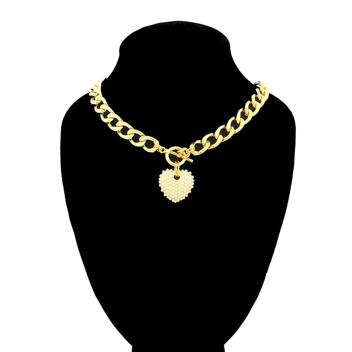 Cream Pearl Heart Toggle Necklace