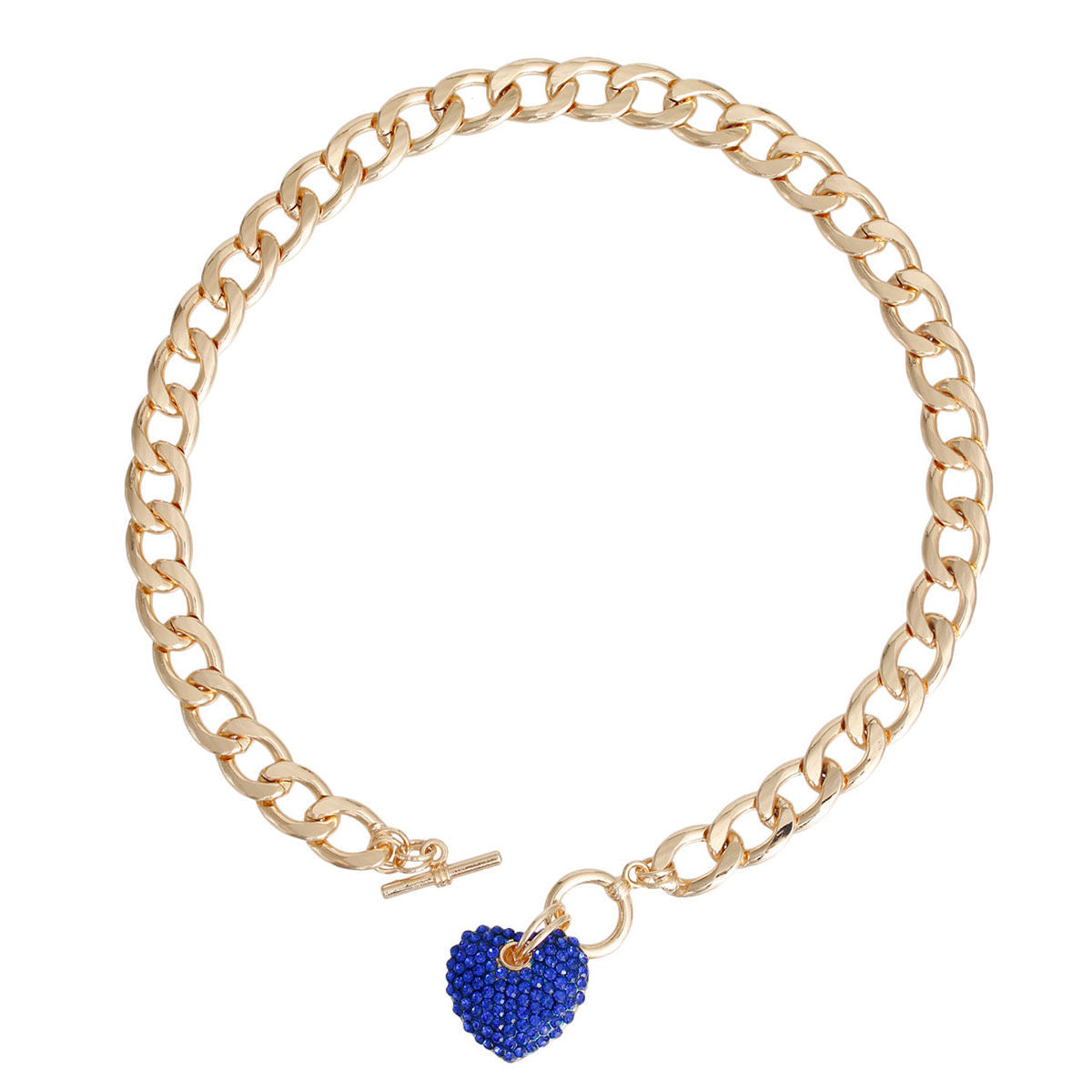 Royal Blue Heart Gold Chain