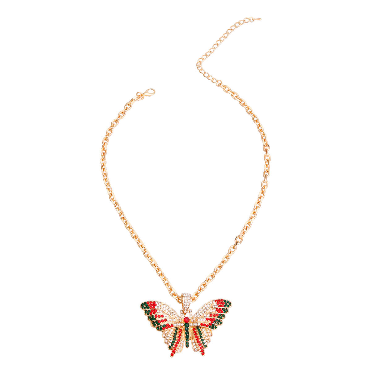 Red and Green Flutter Butterfly Necklace