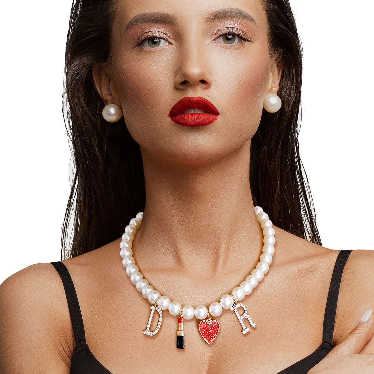 Cream Pearl Designer Charm Necklace