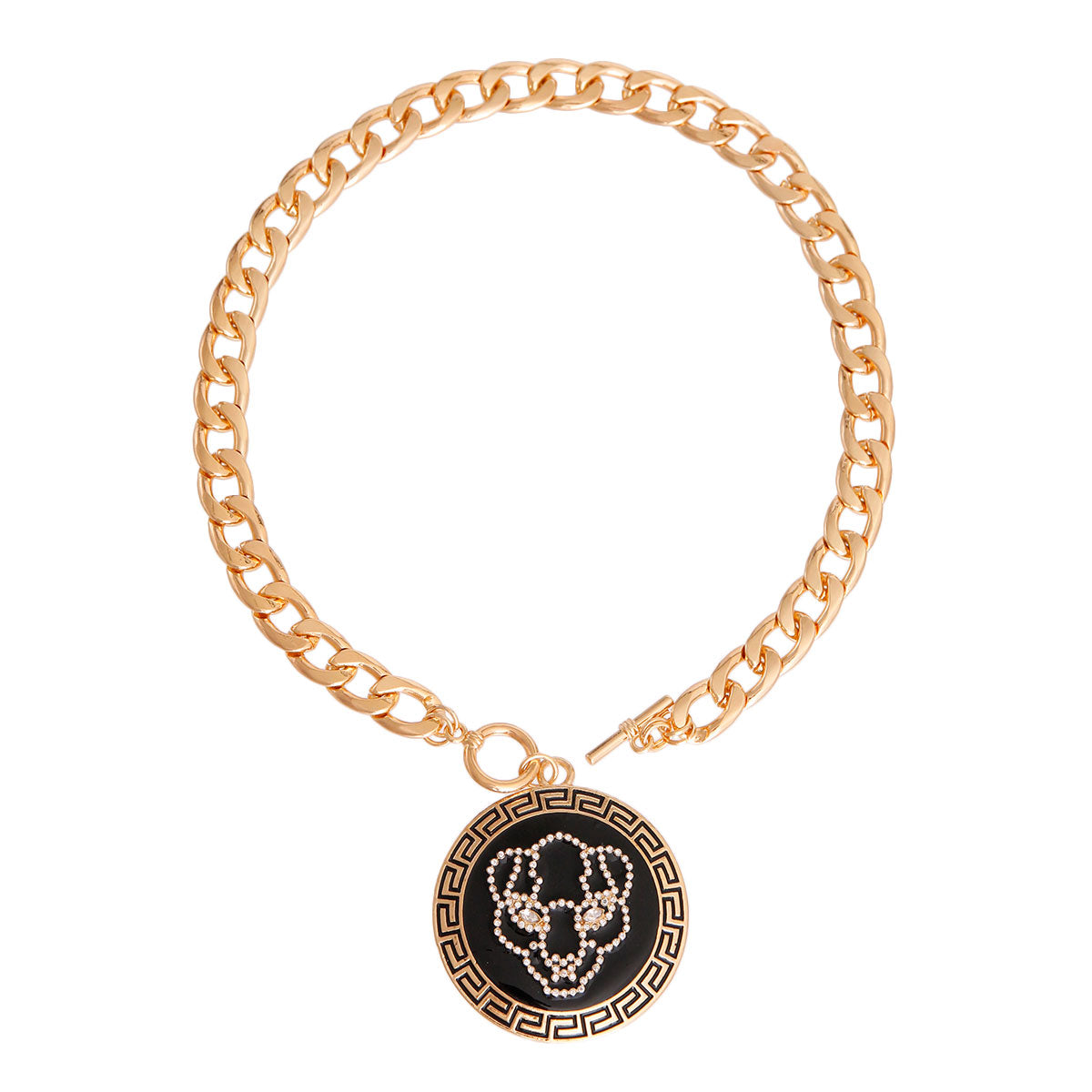 Gold Tiger Greek Medallion Chain