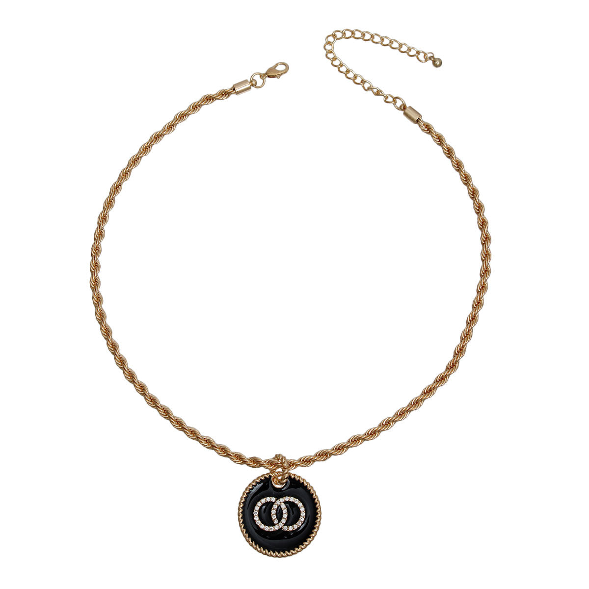 Black Infinity Pendant Gold Twisted Chain