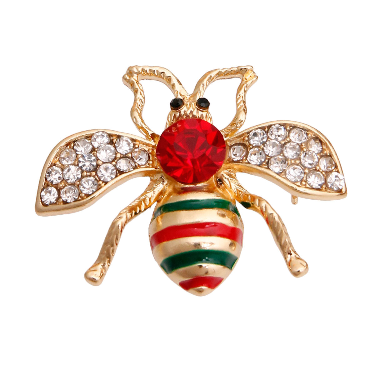 Designer Red Crystal Bee Brooch
