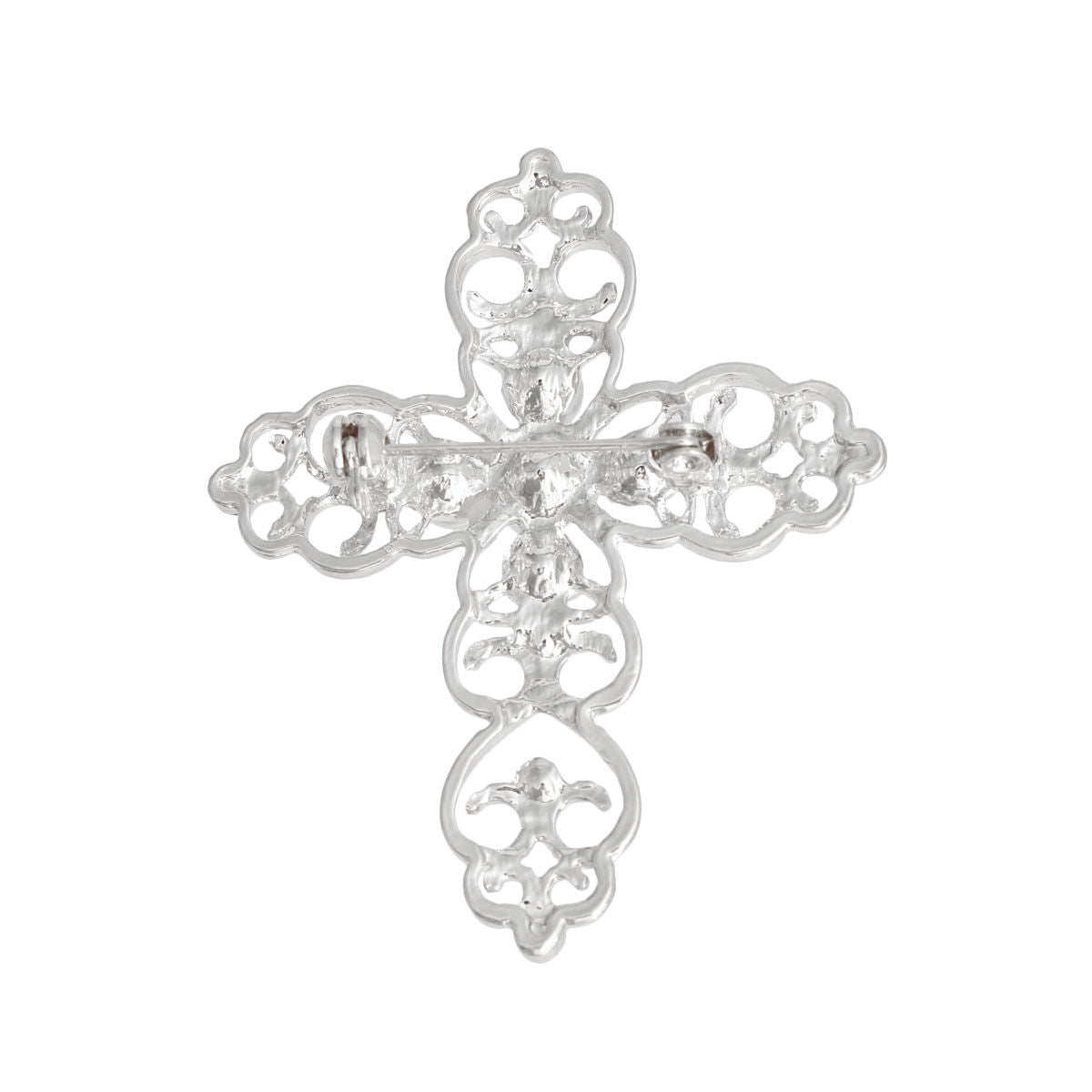 Silver Filigree Cross Brooch