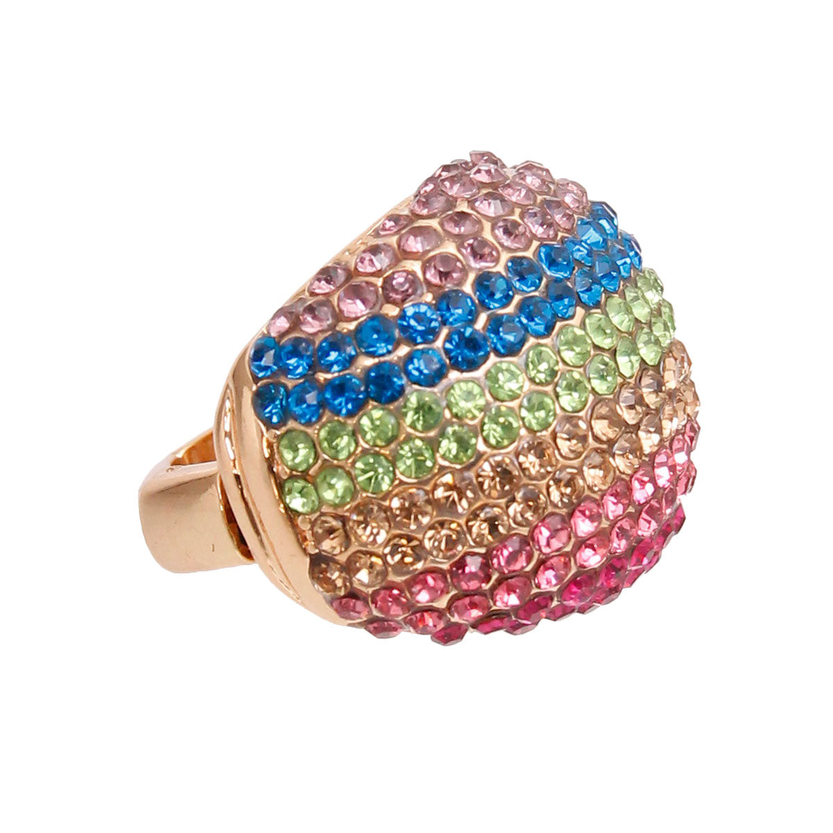 Rainbow and Gold Dome Ring