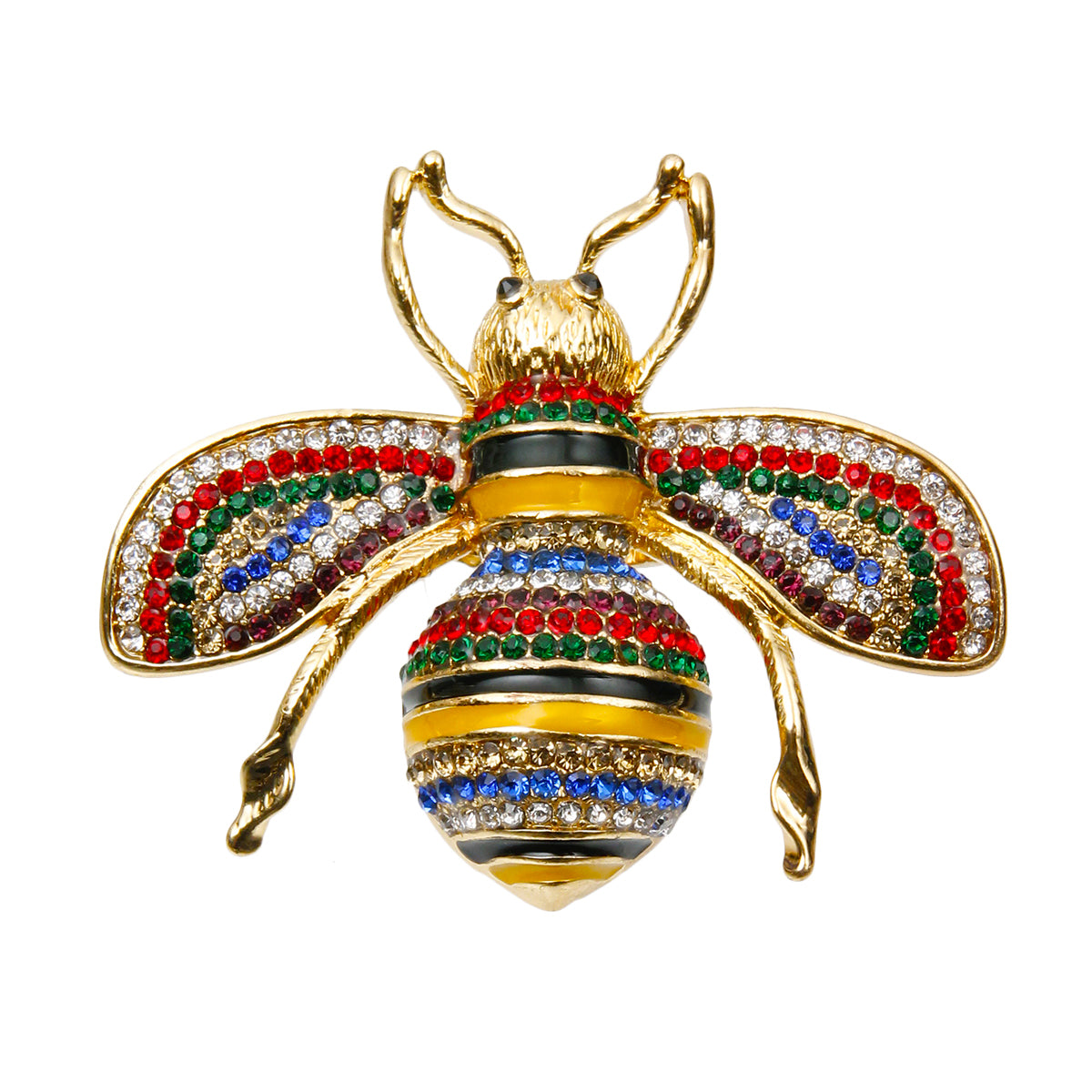 Designer Style Multi Color Rhinestone Bee Stretch Ring