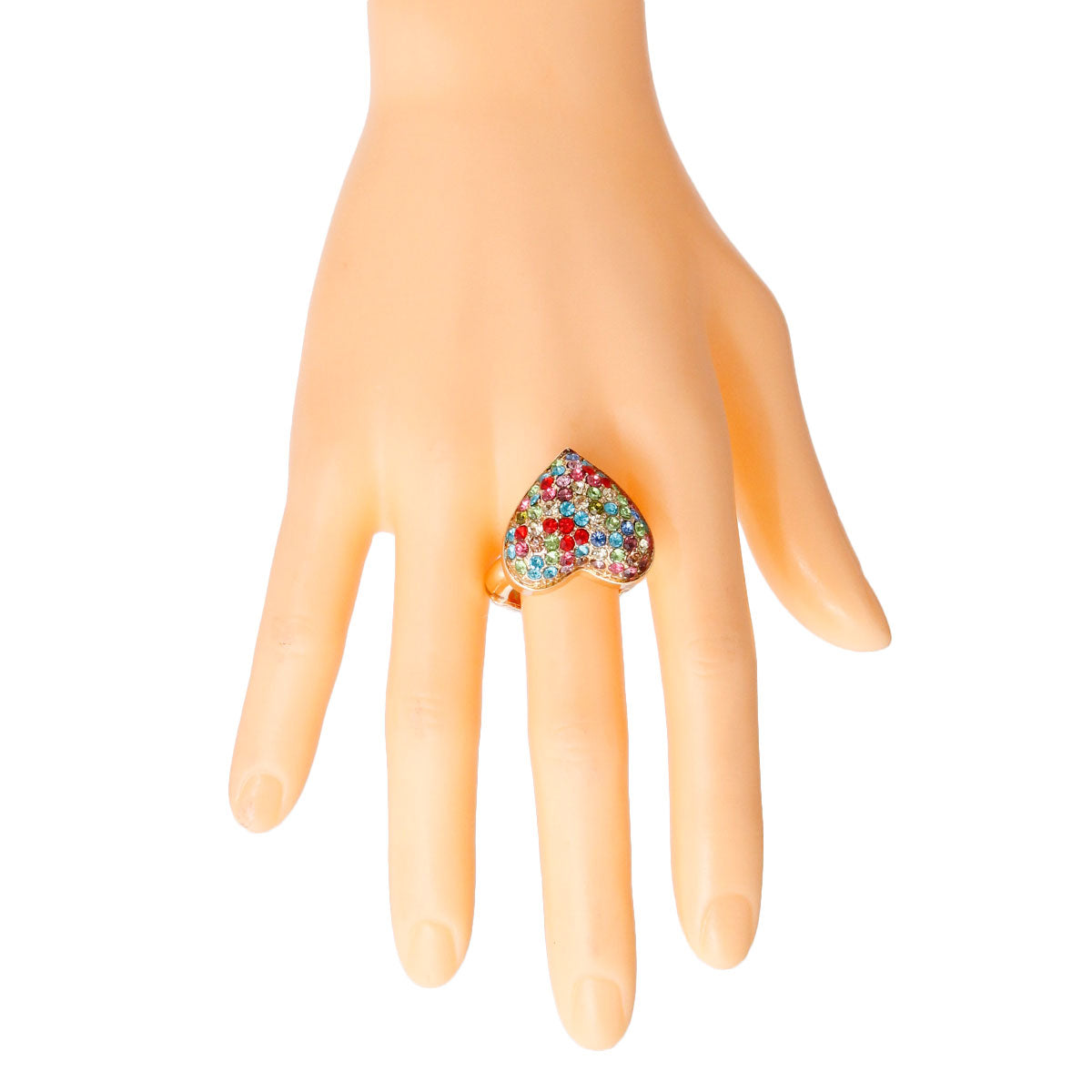 Gold 3D Multi Color Heart Ring