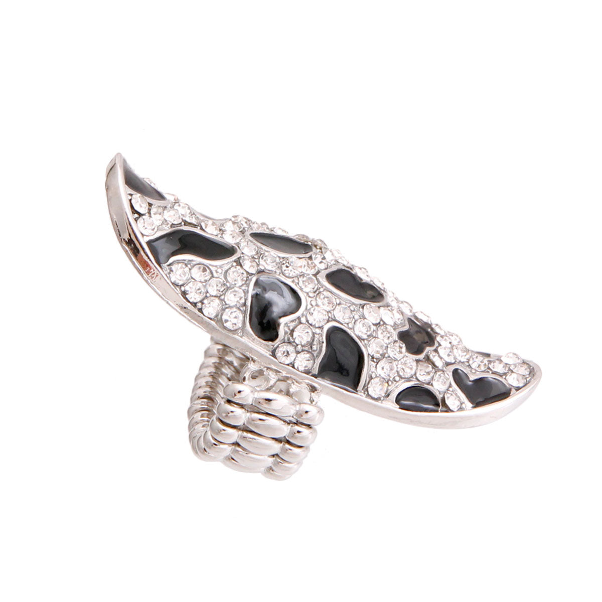 Silver Clear Elongated Leopard Ring