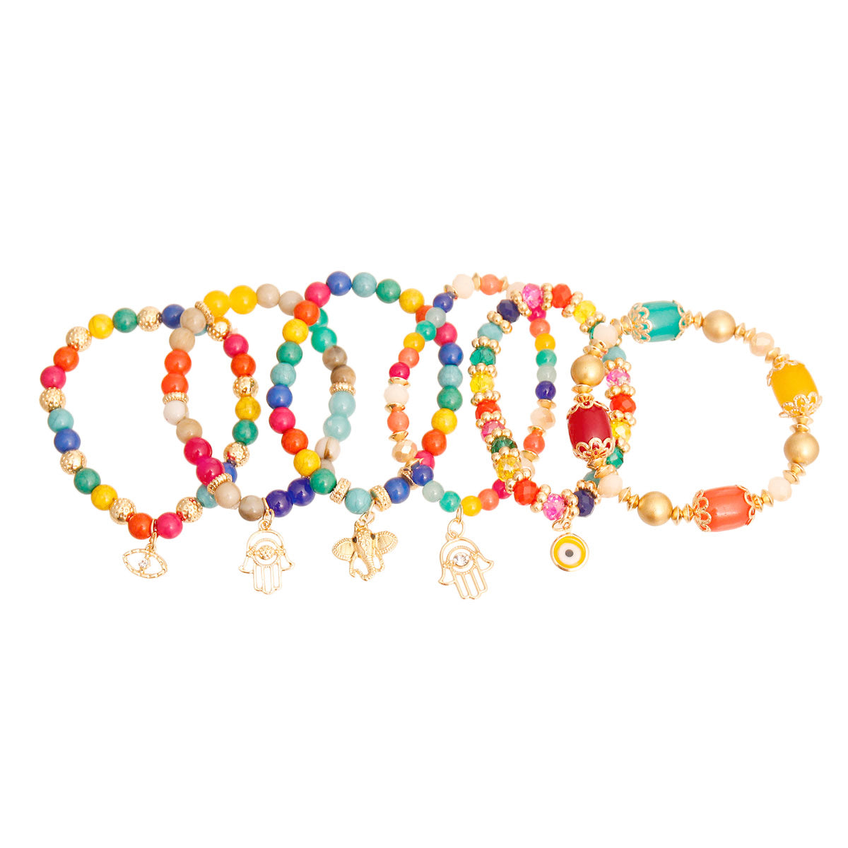 Bold Color Hamsa Charm Bracelets