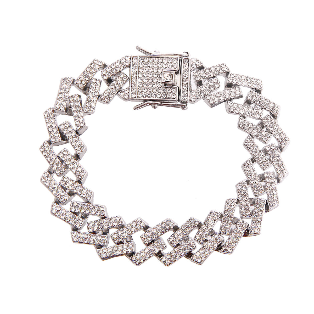 Silver Locked Square Cuban Bracelet