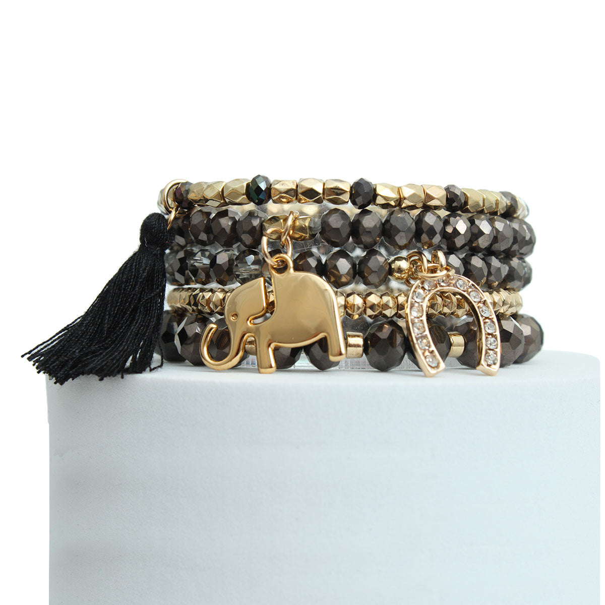Black Elephant Horseshoe Bracelets
